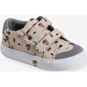 Canvast babysneakers met klittenband beige, bedrukt