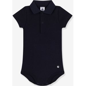 Rompertje met korte mouwen en polo-opening PETIT BATEAU marineblauw