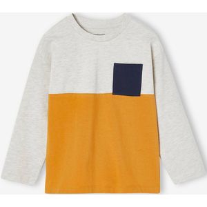 Colorblock jongensshirt okergeel