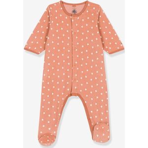 Fluwelen babypyjama met print PETIT BATEAU bruin, bedrukt