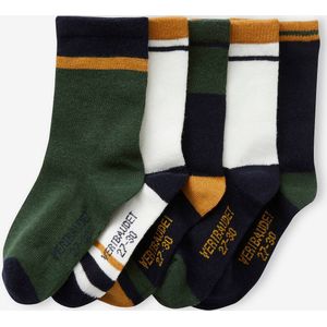 Set van 5 paar colourblock sokken voor jongens groen