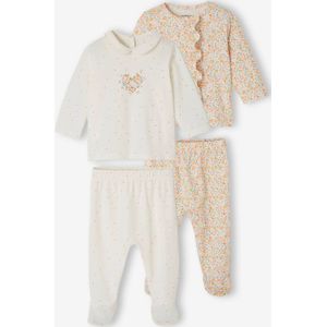 Set van 2 tweedelige babypyjama's van katoenjersey ecru