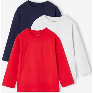 Set van 3 effen T-shirts rood