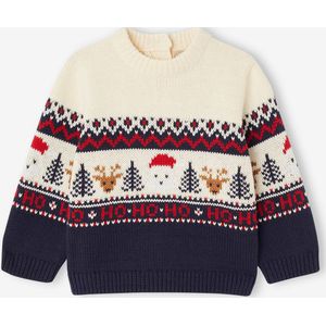Jacquard babytrui in kerstthema familiecapsule marineblauw