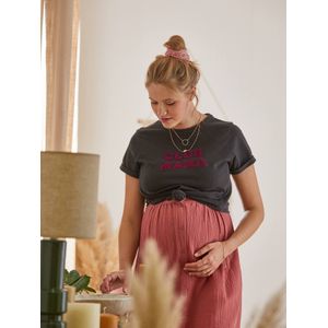 Personaliseerbare T-shirt met tekst, zwangerschap en borstvoeding, van biologisch katoen antracietgrijs