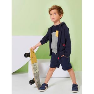 Jongensbermuda van molton donkerblauw