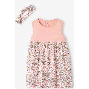 Jurk met bijpassende haarband babymeisje roze (poederkleur)