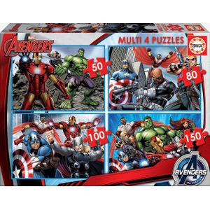 Set met 4 puzzels 50 tot 150 stukjes Multi 4 Marvel� Avengers EDUCA bunt