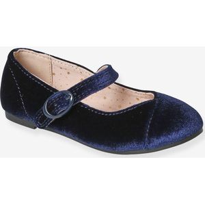 Fluwelen glanzende ballerina's kleutercollectie marineblauw