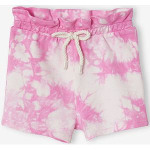 Korte broek voor baby's met tie and dye effect van molton roze