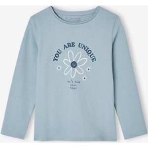 T-shirt met tekst voor meisjes grijsblauw