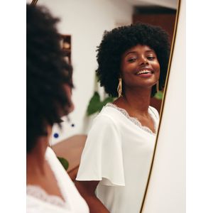 Zwangerschapsblouse voor- en achterkant ecru