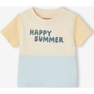 Colourblock babyshirt 'Happy summer' hemelsblauw