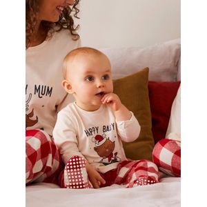Babypyjama voor familiecapsulecollectie Kerstmis ecru