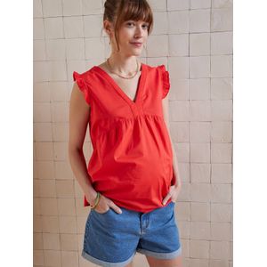 Mouwloze zwangerschapsblouse van katoenen voile grenadine