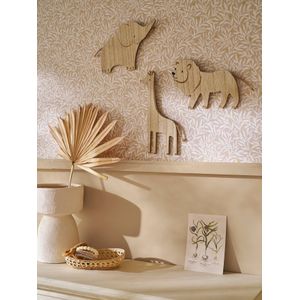 Set van 3 jungle dieren muurdecoraties beige