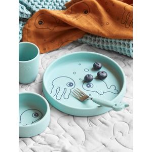 Done by Deer Silicone Dinerset Sea Friends Blue - Bord, Kom, Beker