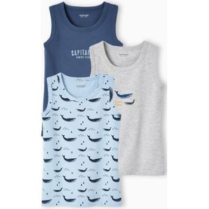 Set van 3 tanktops jongens ""walvissen"" hemelsblauw