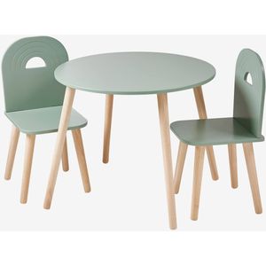 Set houten stoelen en tafel REGENBOOGCOLLECTIE saliegroen