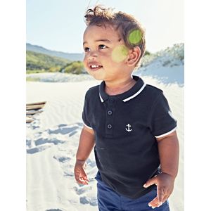 Personaliseerbare polo babyjongen met borduurwerk op de borst marineblauw