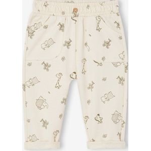 Broek met print van molton baby ecru