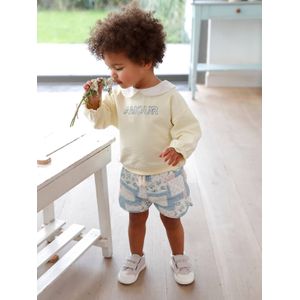 Gewatteerde babyshort met patchworkeffect wit