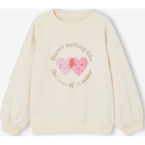 Meisjessweater met geplaatst motief en versieringen ecru
