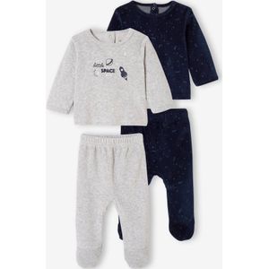 Set van 2 fluwelen pyjama's voor babyjongens met fosforescerende planeten set inkt