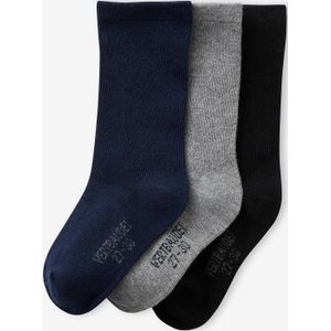 Set van 3 paar naadloze sokjes voor jongens marineblauw