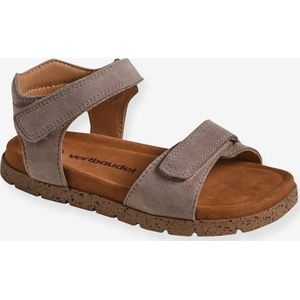 Leren kindersandalen met klittenband zandbeige