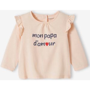 Babyshirt met opschrift van biologisch katoen lichtroze