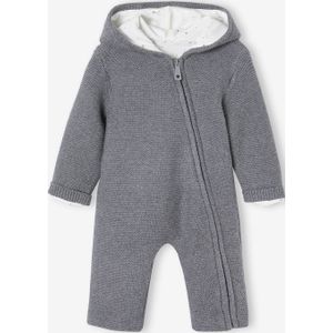 Gevoerde gebreide baby jumpsuit gem�leerd grijs