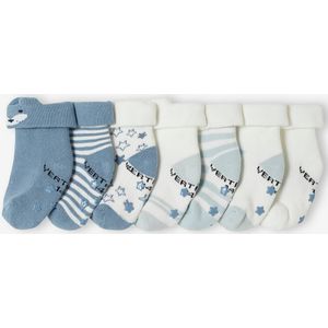 Set van 7 paar sokjes ""met sterren en vos"" voor baby's blauw