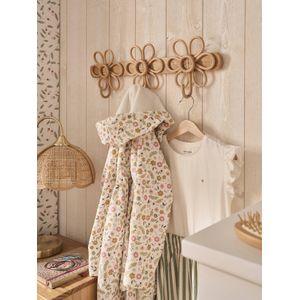 Rotan kapstokhaak 3 bloemen hout