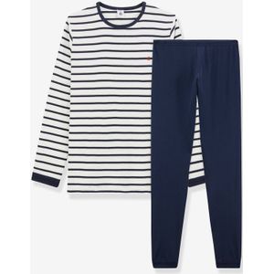 Gestreepte pyjama jongen PETIT BATEAU ecru