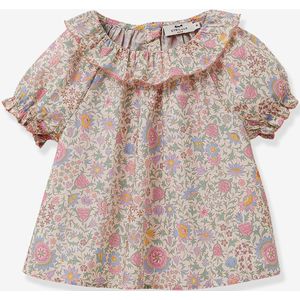 Meisjesblouse Libertystof Alicia Chintz CYRILLUS lichtroze