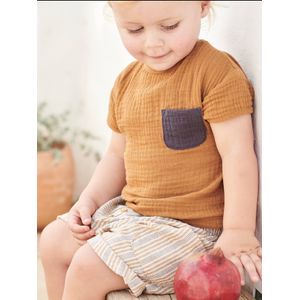 T-shirt baby's twee materialen karamel