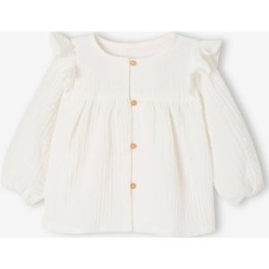 Babyblouse van katoengaas met ruches ecru