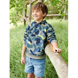 Sweater met capuchon en camouflageprint voor jongens groen, bedrukt