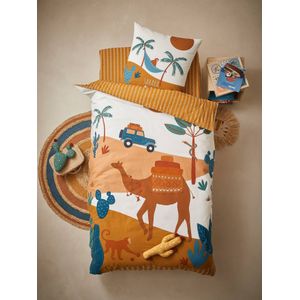 Set dekbedovertrek + kussensloop voor kinderen WILD SAHARA Oeko-Tex� camel / meerkleurig