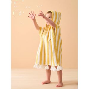 Personaliseerbare gestreepte baby-badponcho geel, gestreept