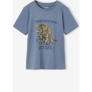 Jongensshirt met dinomotief grijsblauw