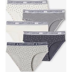 Set van 5 alledaagse Happy slips voor meisjes gem�leerd grijs