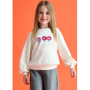 Meisjessweater met fantasiemotief ecru