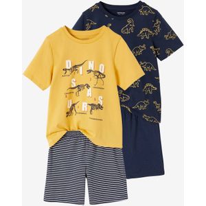 Set van 2 pyjashorts met dinosaurus voor jongens marineblauw