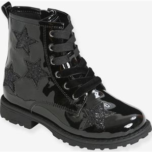 Veterboots zwart met glittersterretjes