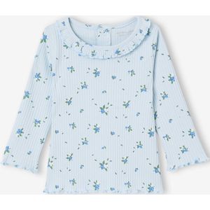 Babyshirt van ribtricot met lange mouwen hemelsblauw