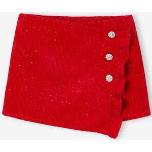 Short-rokje van ribfluweel met wikkeleffect rood