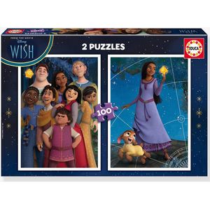 2X100 Puzzels Disney Wish - EDUCA paars