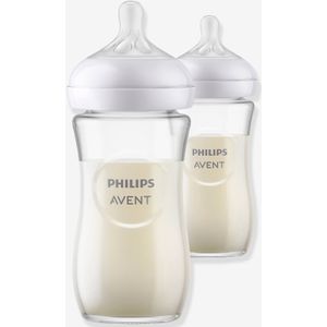 Set van 2 glazen flesjes 240 ml Philips AVENT Natural Response doorzichtig